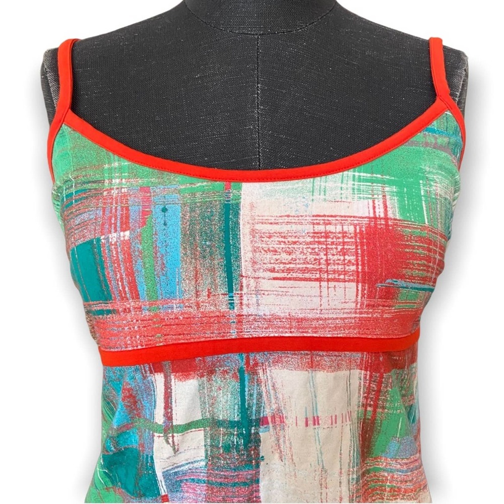 Patagonia Top Tank Cami Plaid Hotline Style Red Orange Green Size Medium - Picture 3 of 8